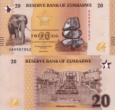ZIMBABWE 20 ZiG 2026 UNC!!! foto