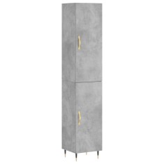 Dulap inalt, gri beton, 34,5x34x180 cm, lemn prelucrat