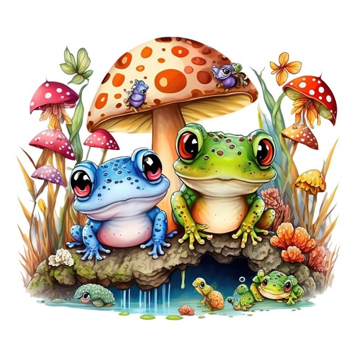 Sticker decorativ cu Broscute, Multicolor, 60 cm, 1200STK-4