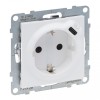 Priza schuko simpla 2P+T cu USB tip C Legrand Suno alb 721129