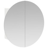 Cumpara ieftin Dulap de baie cu oglinda rotunda si LED, alb, 47x47x17,5 cm