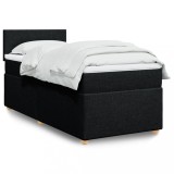 VidaXL Pat box spring cu saltea, negru, 90x200 cm, textil