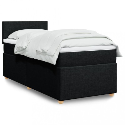 vidaXL Pat box spring cu saltea, negru, 100x200 cm, textil 3286586 foto