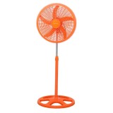 Ventilator cu picior, inaltime 126 cm, cu 3 viteze, putere 70W, cu 5 pale, baza rotunda, din metal, portocaliu