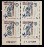 ✅RO 2008 LP 1798 &quot;Summitul NATO Buc. &quot; , bloc de 4+tabs ( pot diferi ! ) , MNH