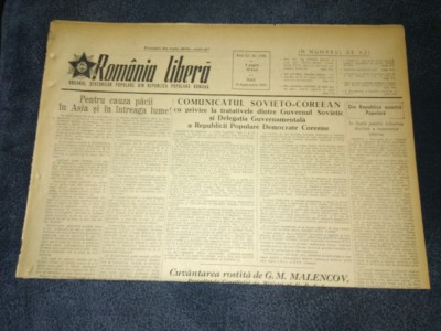 ZIARUL ROMANIA LIBERA 22 SEPTEMBRIE 1953 foto