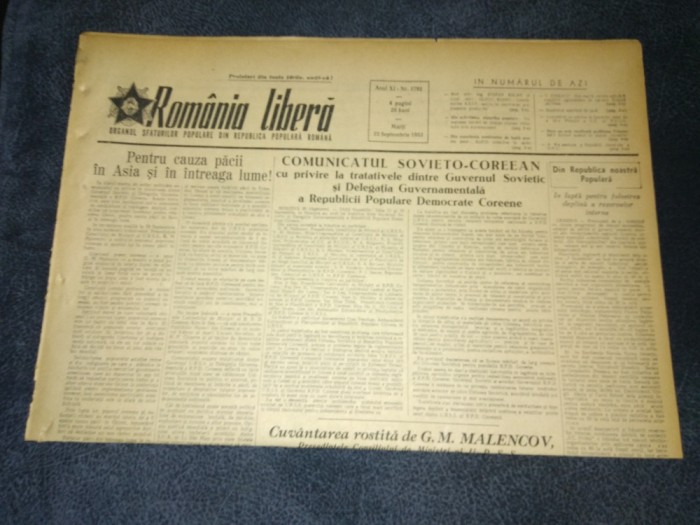 ZIARUL ROMANIA LIBERA 22 SEPTEMBRIE 1953