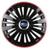 Cumpara ieftin Set 4 Capace Roti pentru Subaru, model Falcon Black Cu Rama Rosie, R16, SUBARU