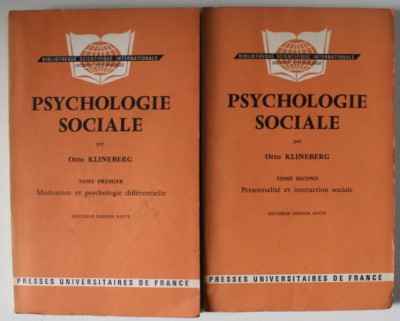 PSYCHOLOGIE SOCIALE par OTTO KLINEBERG , DEUX VOLUMES , 1963 foto