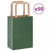vidaXL Pungi H&acirc;rtie Verde 15x8x21cm, 50 Buc, M&acirc;nere Maro, 6kg, Sacose Cadou/Cumparaturi, Hartie Kraft