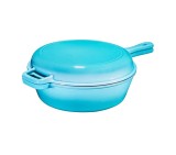 Cratita fonta emailata dubla cu capac 14x27cm albastru deschis Handy KitchenServ
