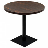 vidaXL Masă bistro, MDF și oțel, rotundă, 80x75 cm, Cenușiu &icirc;nchis