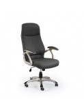 Scaun directorial HM Edison, Cadru Polipropilena, Piele ecologica, Inaltime ajustabila, Sistem Balansare, 120 kg, 118x64x70 cm, Negru