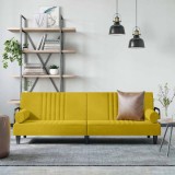 vidaXL Canapea extensibilă cu cotiere, galben, catifea 351899