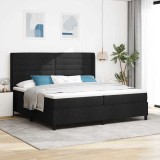 VidaXL Pat cu arcuri cu saltea și LED negru 200 x 200 cm, țesătură.