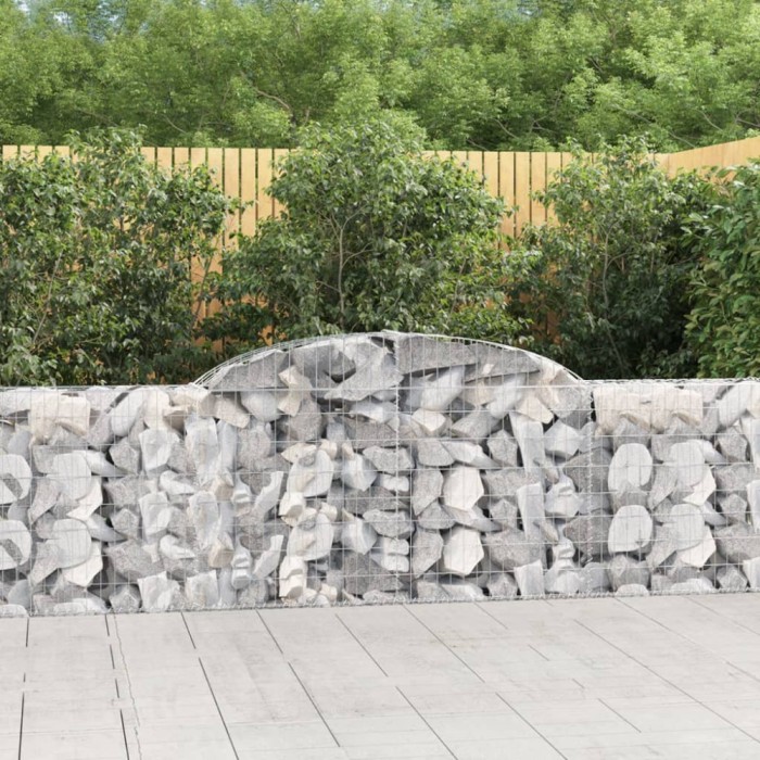vidaXL Coșuri gabion arcuite 17 buc, 300x30x80/100 cm, fier galvanizat 3146516