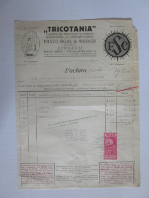Rara!Factură,,TRICOTANIA&amp;#039;&amp;#039;Cernauti/Bucovina 1930-Fabrica de tricotaje si ciorapi foto