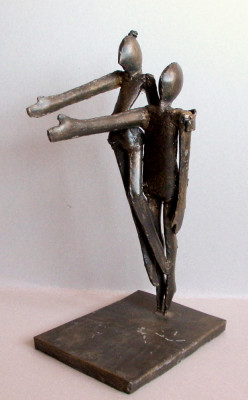 Excelsior - sculptura simbolica din metal cu postament, modernism, cuplu nud foto
