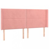 Cumpara ieftin Tablie de pat cu aripioare, roz, 163x16x118/128 cm, catifea