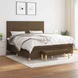 vidaXL Pat box spring cu saltea, maro &icirc;nchis, 160x200 cm, textil