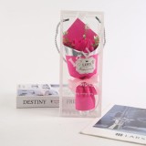 Buchet 3 Trandafiri Sapun Parfumati, Decor Nunta, Botez, Valentine&#039;s Day, Cadou Elegant, 24x20x5 cm