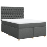 Cumpara ieftin Pat box spring cu saltea, gri inchis, 140x190 cm, textil