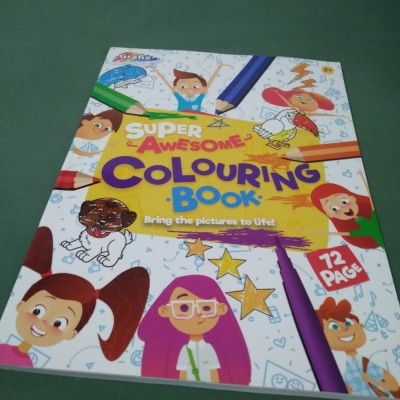 SUPER AWESOME COLOURING BOOK /72 PAGINI DE COLORAT /FORMAT MARE A 4 foto