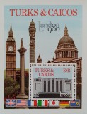 BC367, Turks &amp; Caicos 1980, serie arhitectura, exp.filatelica Londra, Nestampilat