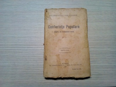CONFERINTE POPULARE - Tinute de Invatatori Rurali - G. Cosbuc - 1923, 334 p. foto