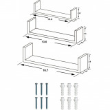 Set 3 etajere suspendate U, material MDF, negru