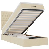 Cumpara ieftin Cadru de pat otoman cu saltea crem 90x190cm stofa