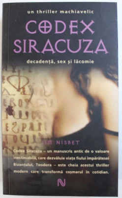 CODEX SIRACUZA - Jim Nusbet - Editura Nemira, 2007, 503 p. foto