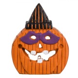 Decorațiune Ceramică Halloween, LED, Dovleac, Portocaliu/Negru, 8.5x4x10.5cm, Oem