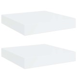 Cumpara ieftin Rafturi de perete, 2 buc., alb extralucios, 23x23,5x3,8 cm, MDF