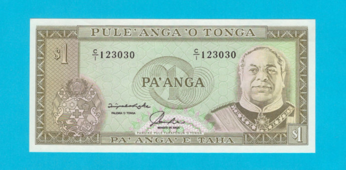 Tonga 1 Pa&#039;anga 1995 &#039;Tupou IV&#039; UNC serie: 123030