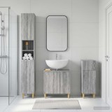 Cumpara ieftin Set de cabinet pentru baie cu 3 piese DELFT Sonoma gri