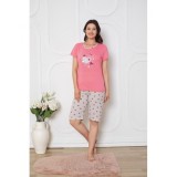 Pijama Dama Baki Collection Berfin Capri 9005, Bumbac 3/4, Bluza Maneca Scurta, Confortabila