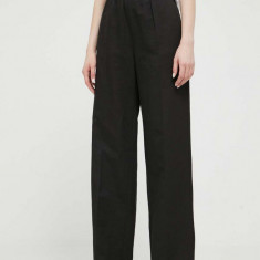Love Moschino pantaloni din amestec de in culoarea negru, drept, high waist