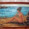 Nud la malul marii, tablou in ulei pe carton semnat si datat 1971