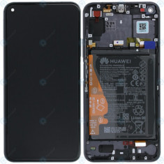 Huawei Honor 20 (YAL-AL00 YAL-L21) Nova 5T (YAL-L61) Capac frontal al modulului de afișare + LCD + digitizer + baterie negru la miezul nopții 02352TMU