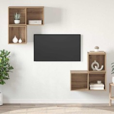vidaXL Set comodă TV Pe perete 4 pcs stejar artizanal 37 x 37 x 72 cm