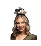 Tiara STAO Happy Birthday, negru - Auriu, Marime Universala