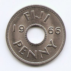 Fiji 1 penny 1966 - Elizabeth II - Cupru-nichel, B11, 26 mm KM-21 (1)