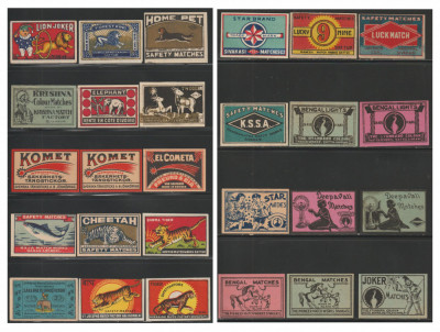 1900-1950 Colectie 115 etichete exotice vechi de chibrituri straine foto