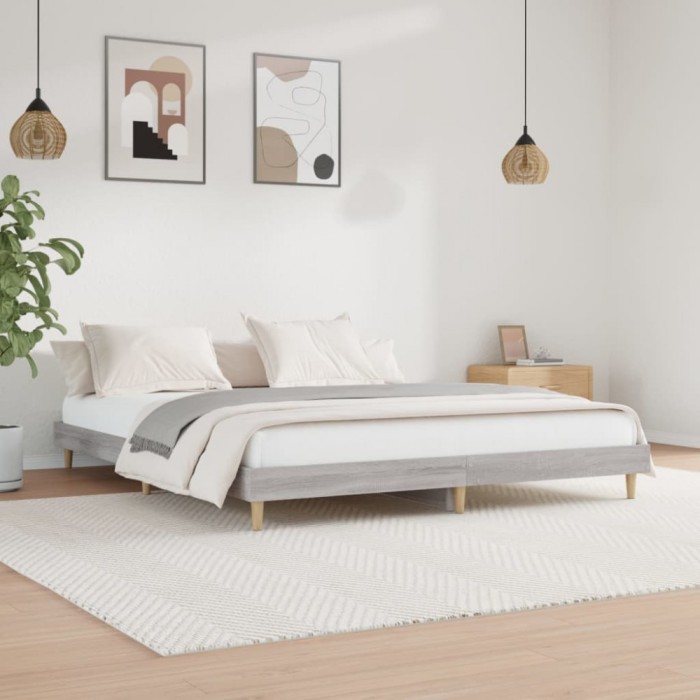 vidaXL Cadru de pat, gri sonoma, 200x200 cm, lemn prelucrat 832011