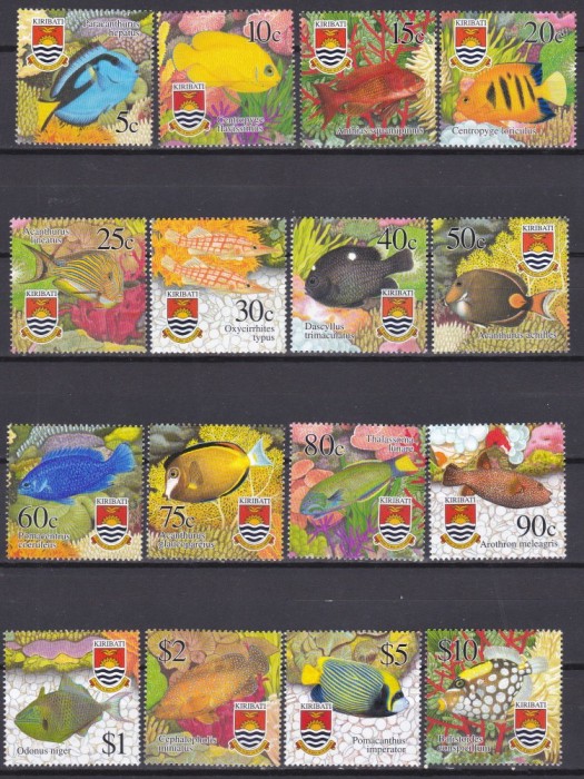 DB1 Fauna Marina Pesti Kiribati 2002 16 v. MNH