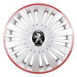 Cumpara ieftin Set 4 Capace Roti Autohelix MSA&reg;, potrivite jantelor de R16, pentru Peugeot, model falcon argintiu cu rama rosie