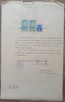 Certificat Arhiepiscopia Bucurestilor semnat de arhiereul Veniamin Pocitan, 1941 foto