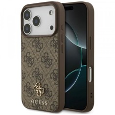 Husa MagSafe pentru Apple iPhone 17 Pro, Guess, 4G Small and Classic Logo, Maro