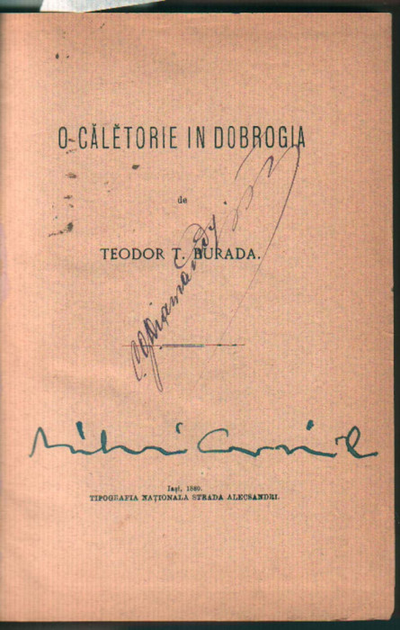 eodor Burada, Colligat alcătuit din 5 scrieri &icirc;n editie princeps + autograf